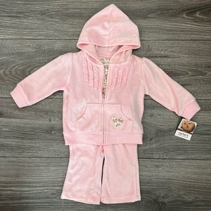 Carters Baby Girls Pink Velour Track Suit size 6M Leopard One Piece